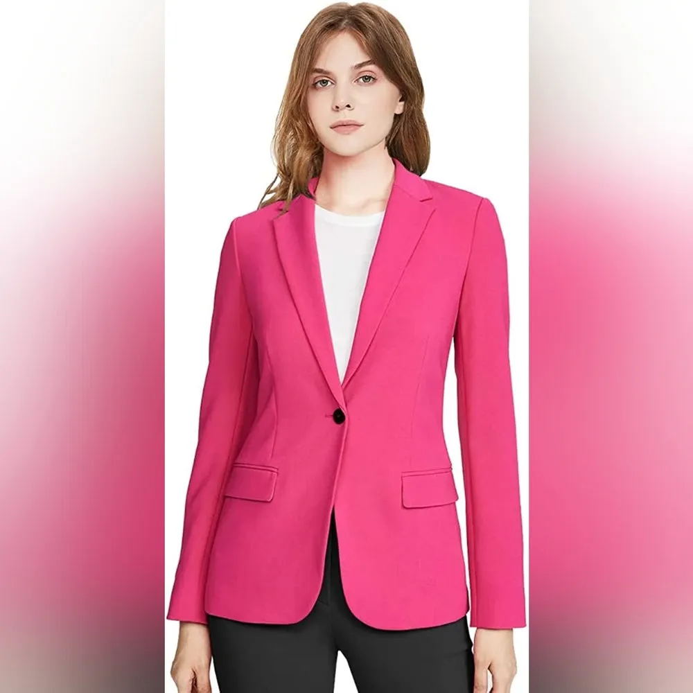 Lapel One Button Pink Blazer Blazer