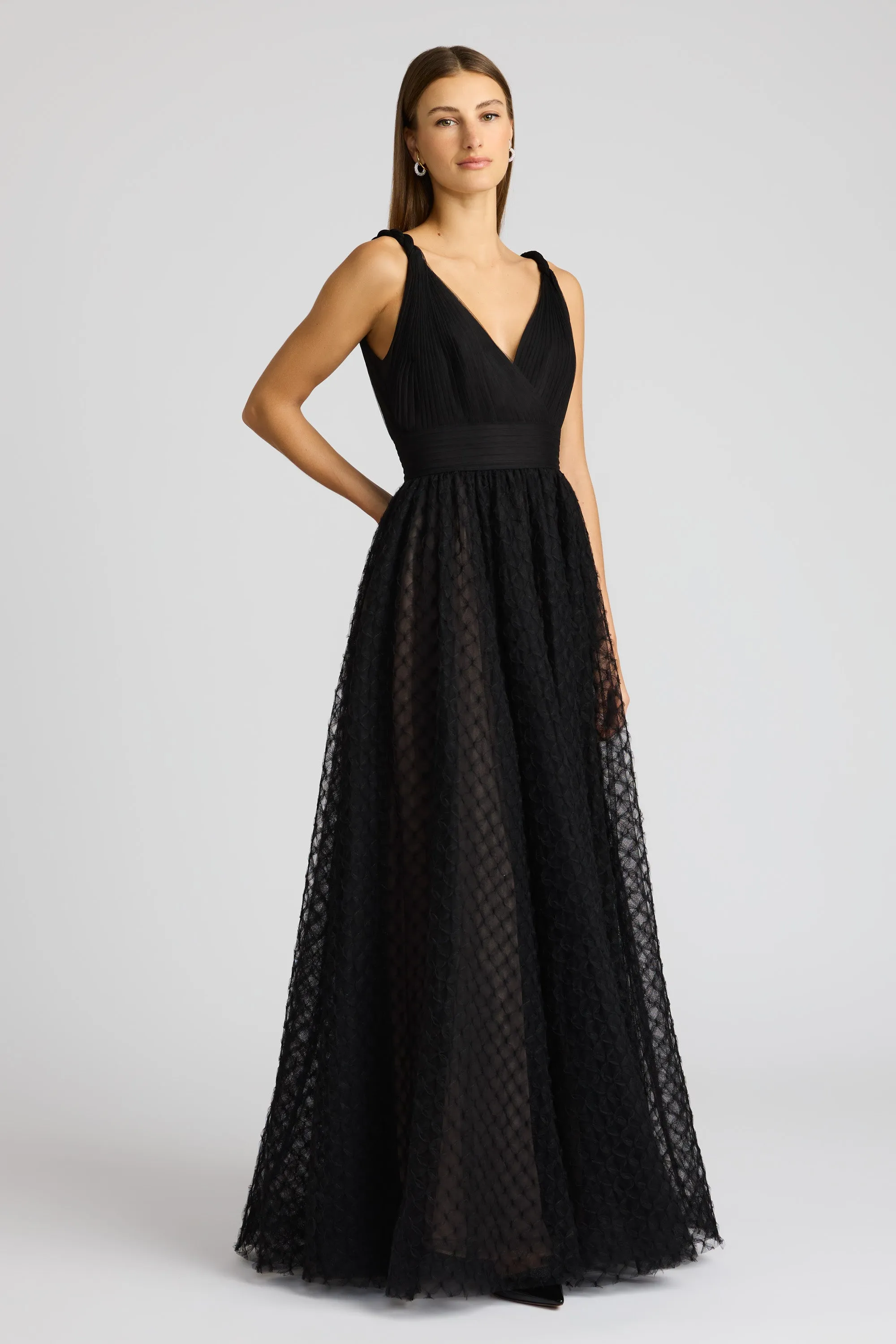 LAYERED LACE GOWN