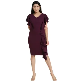 LeeliPeeri Bodycon A line Knee Length Stylish One Piece Ruffle Dress
