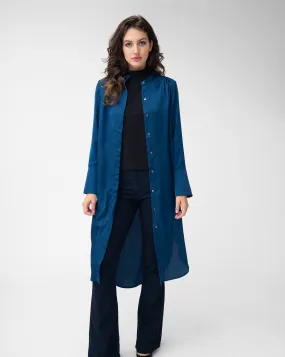 Longline Sapphire Button Front Tunic