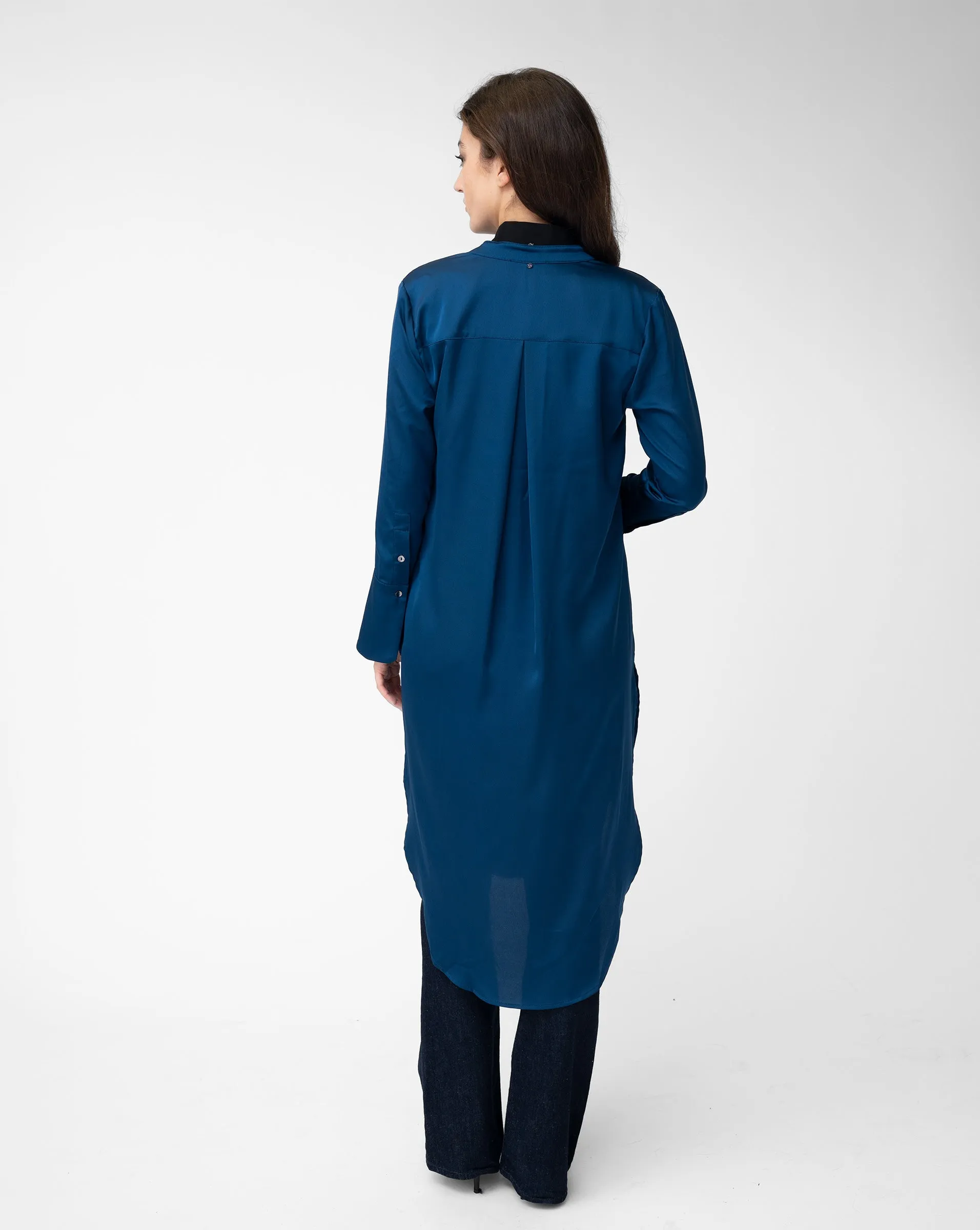 Longline Sapphire Button Front Tunic