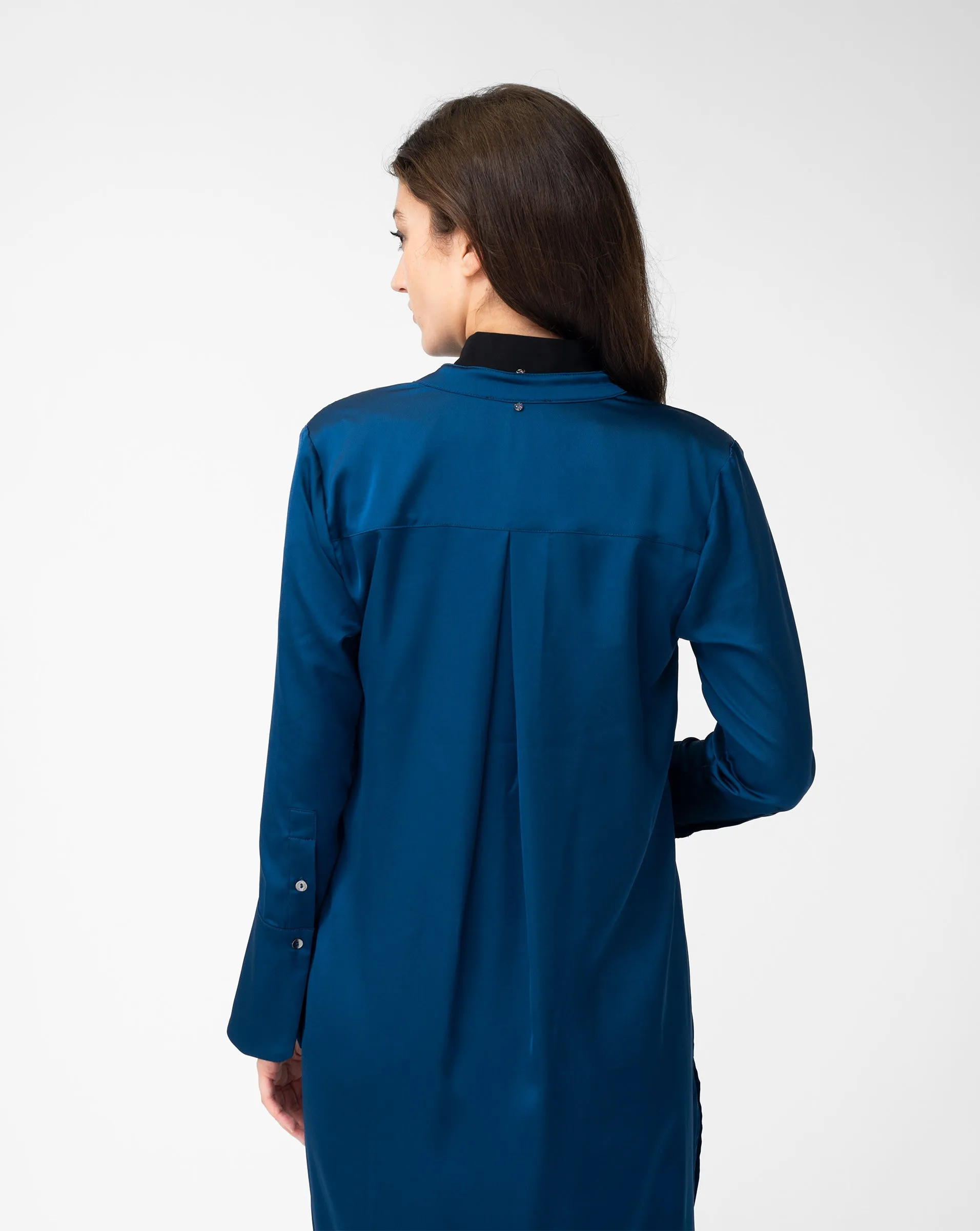 Longline Sapphire Button Front Tunic