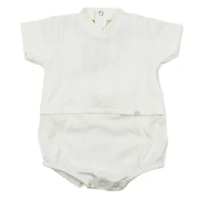 Maiorista 100% Cotton Cream Short Sleeve Romper Onesie