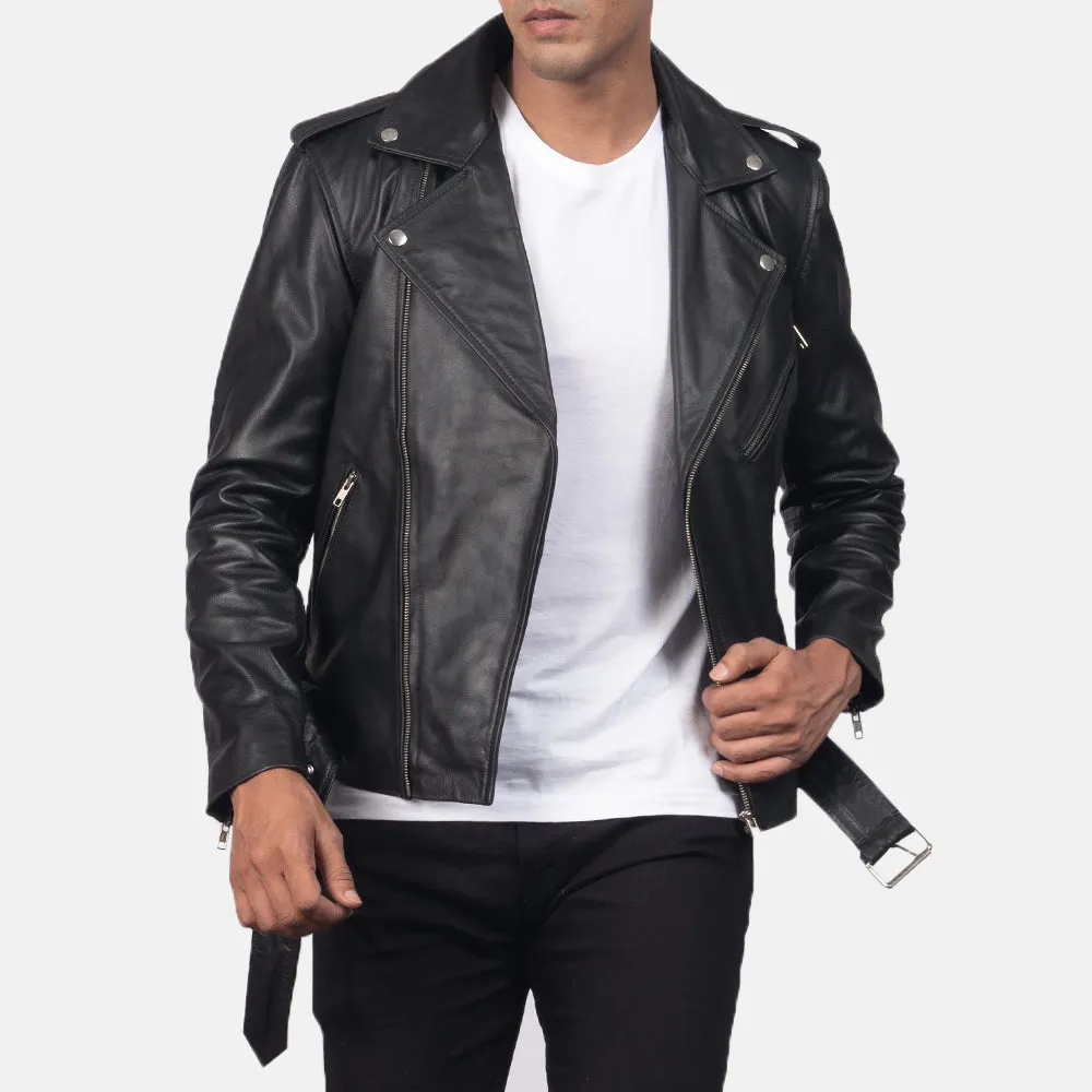 Marshal Black Leather Biker Jacket