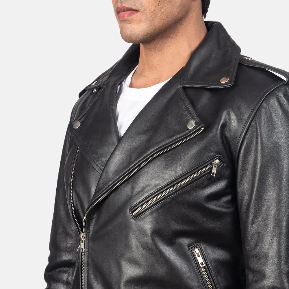 Marshal Black Leather Biker Jacket