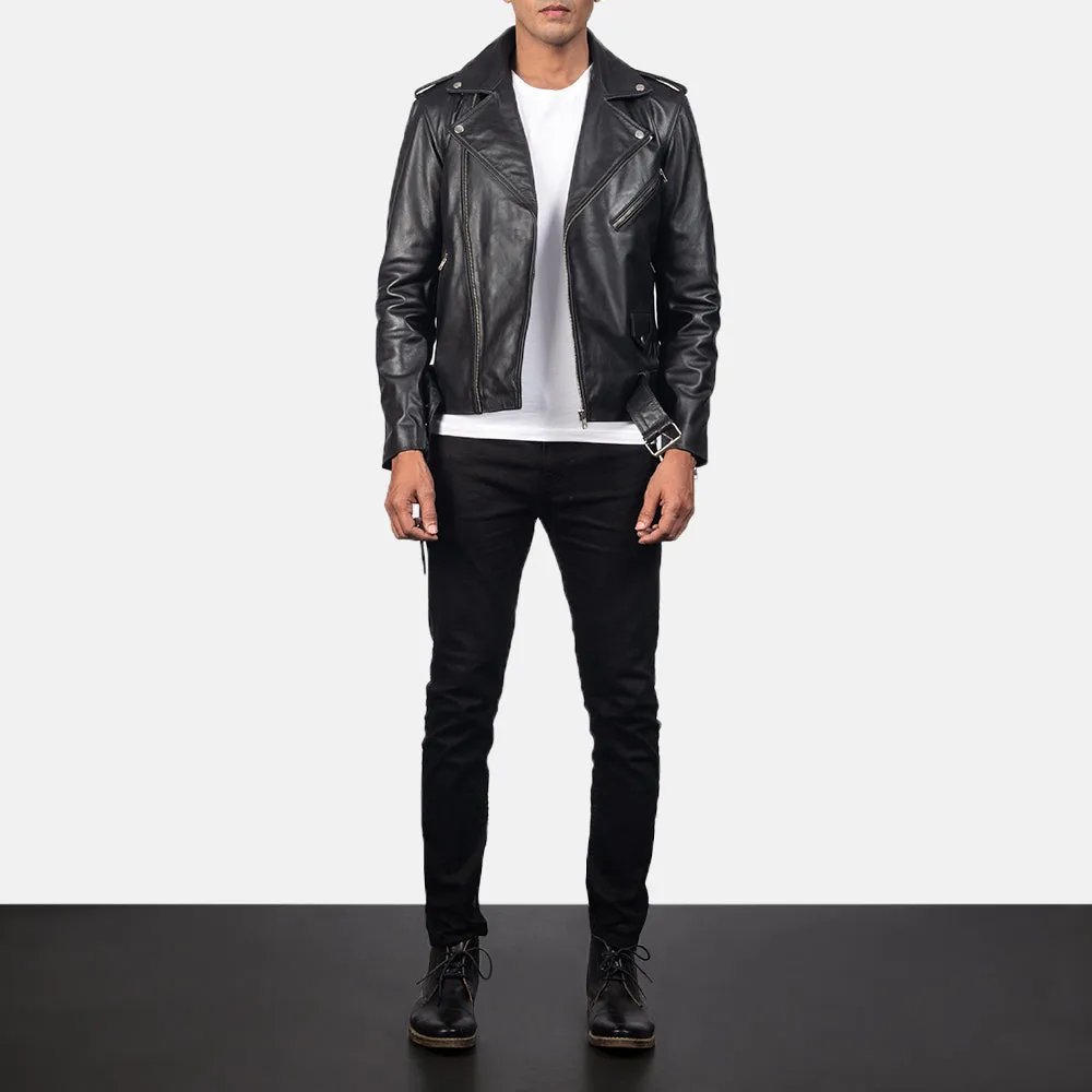 Marshal Black Leather Biker Jacket