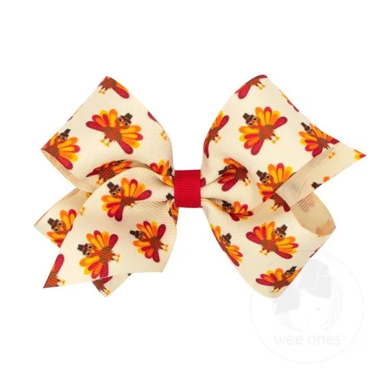 Medium Harvest-themed Printed Grosgrain Hair Bow