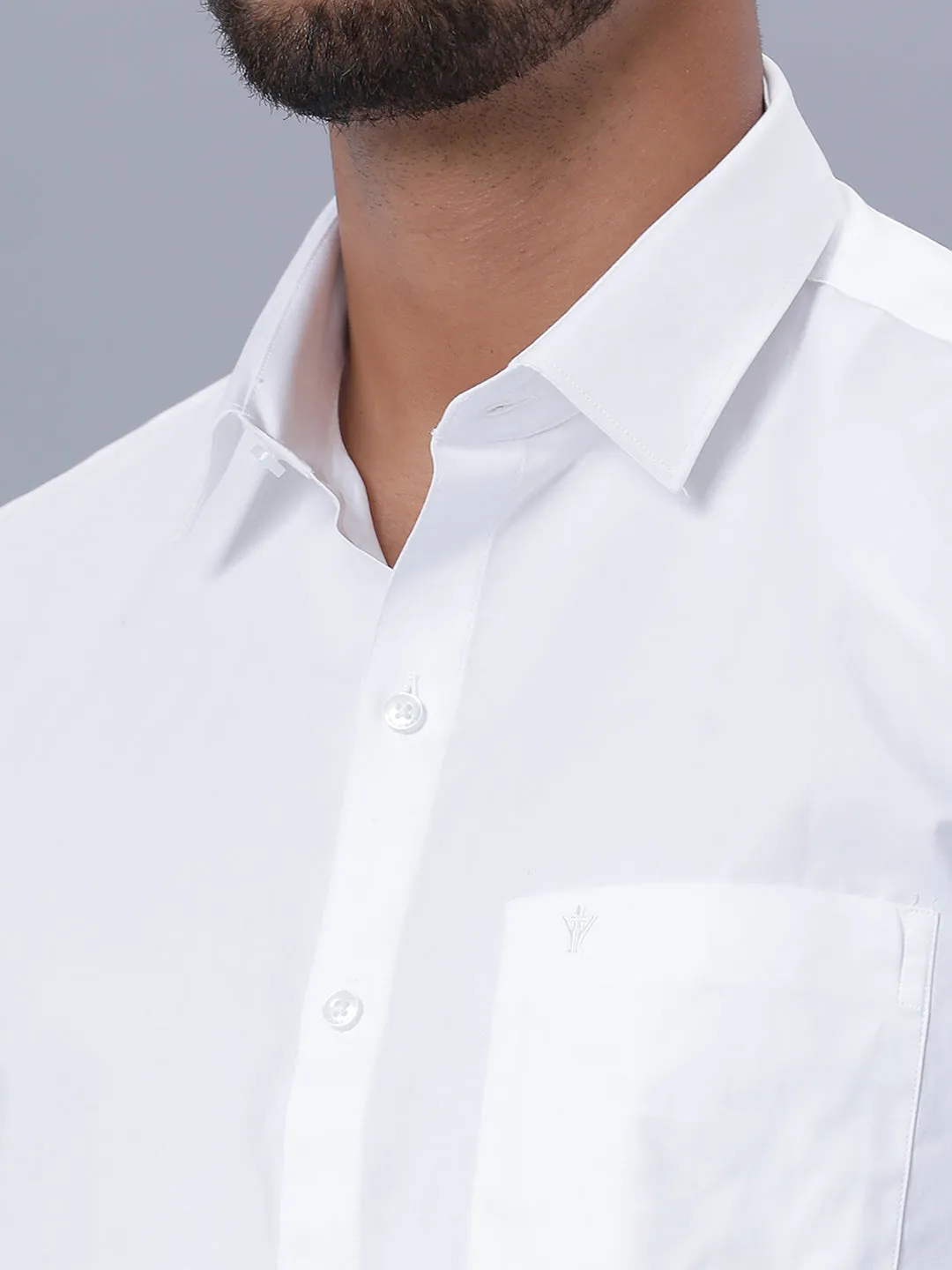 Men Wrinkle Free White Full Sleeves Shirt with 3/4'' inch Gold Jari Double Dhoti Combo