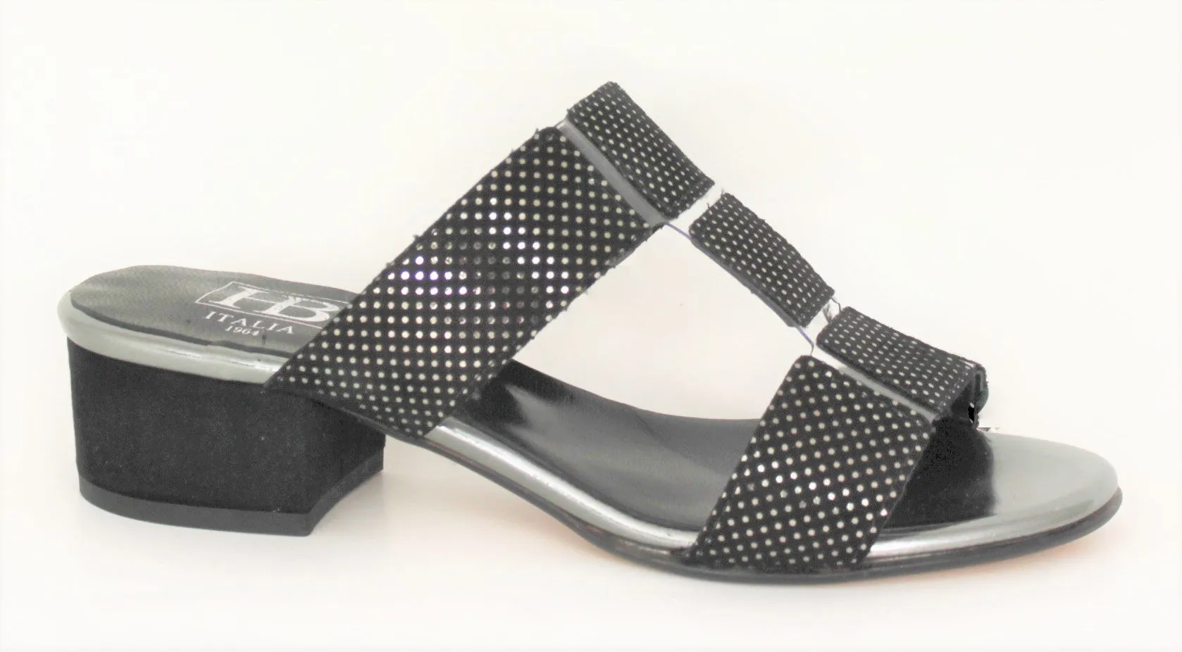 Mid Heel Slip On Open Toe Mule Sandal