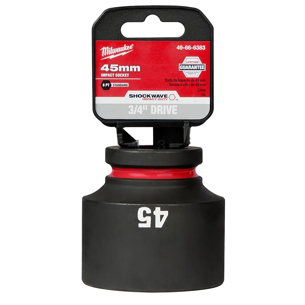 Milwaukee 49-66-6383 SHOCKWAVE Impact Duty™  3/4"Drive 45MM Standard 6 Point Socket