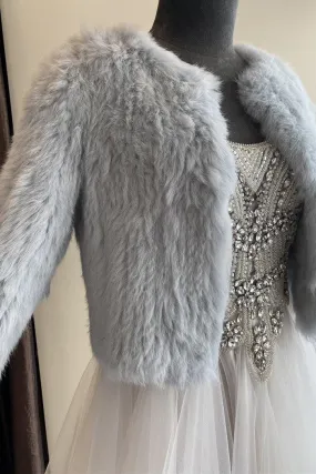 Natarsha Rabbit Fur Jacket Blue Gray