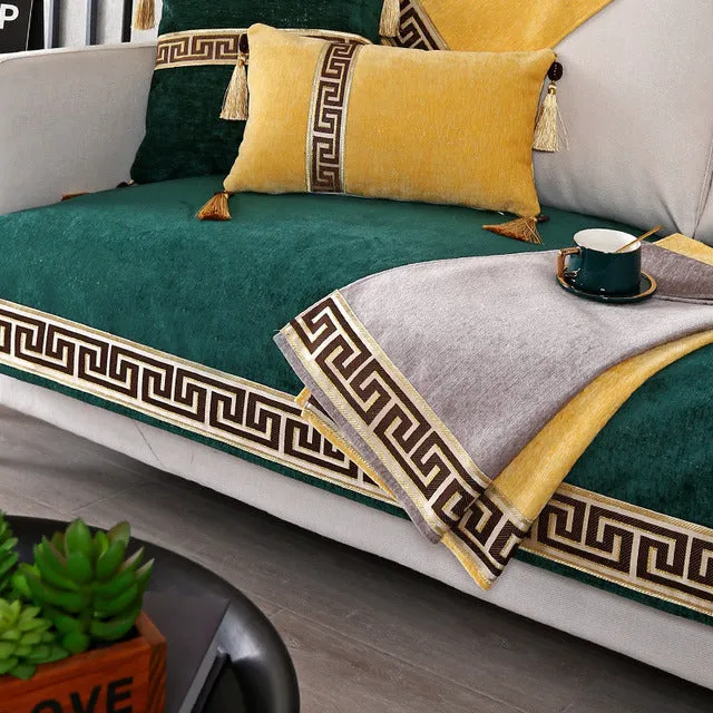 New Style Chenille Sofa Cushion Non-Slip High-grade Classical Solid Sofa Covers for Living Room Armchair Cover