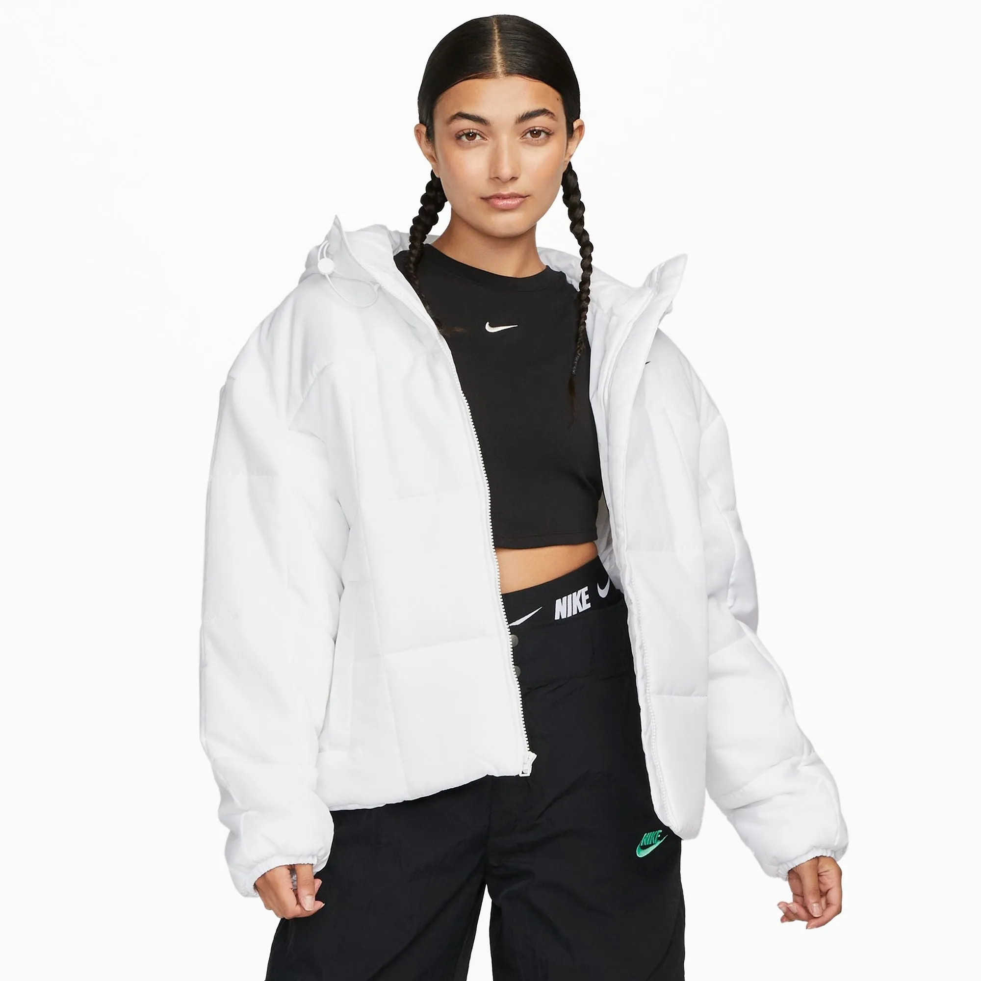 Nike Sportswear Classic Puffer Therma-Fit Loose Hooded Jacket - White