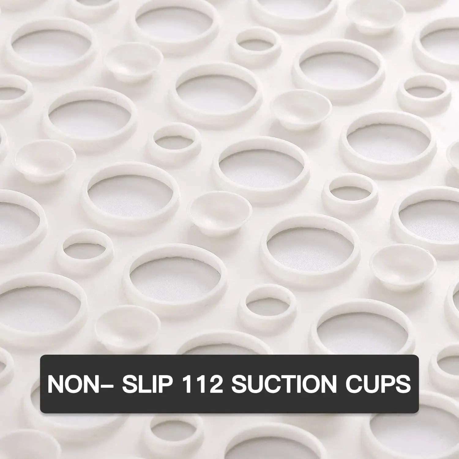 Non Slip Bath Mat Extra Soft Eco Friendly Bathroom Shower Hole Mat - 75x43 cm-White Color