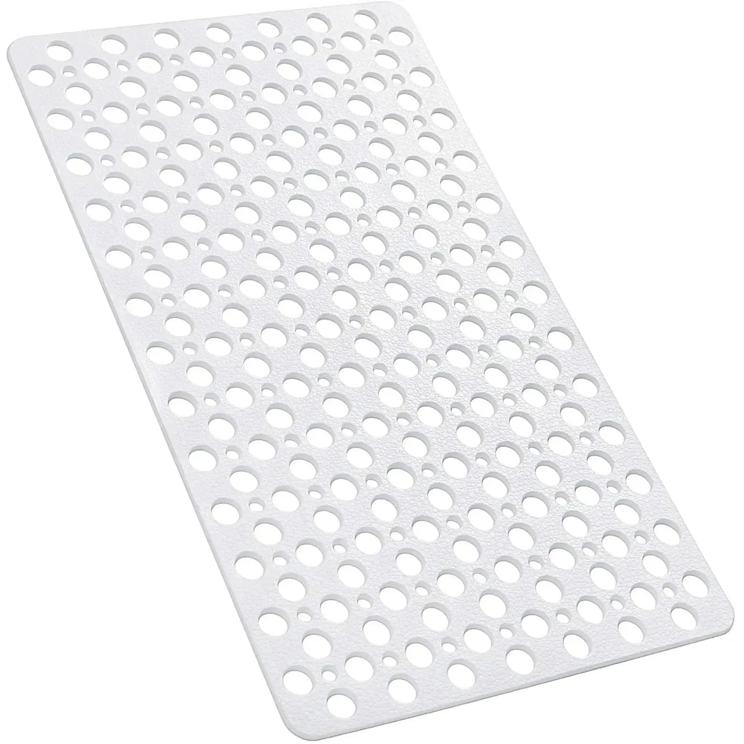 Non Slip Bath Mat Extra Soft Eco Friendly Bathroom Shower Hole Mat - 75x43 cm-White Color