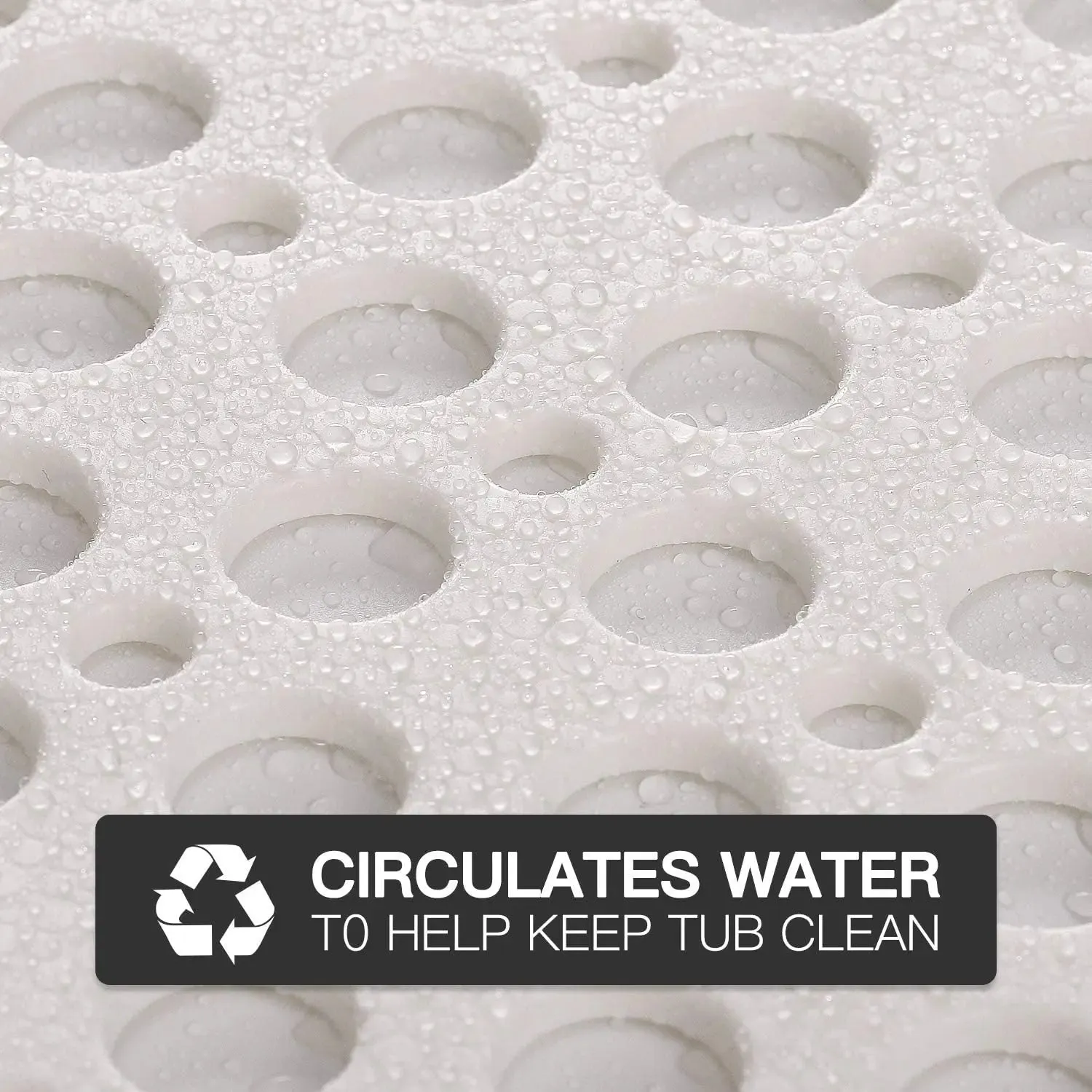 Non Slip Bath Mat Extra Soft Eco Friendly Bathroom Shower Hole Mat - 75x43 cm-White Color