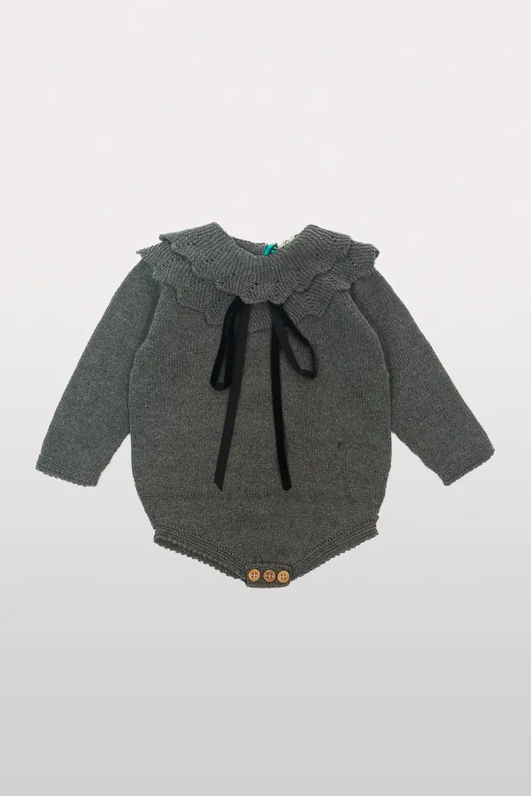 NUECES GREY RUFFLE ROMPER