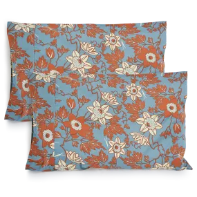 Passion Flower Blue Spice Standard Pillow Cases - Sale Homewares