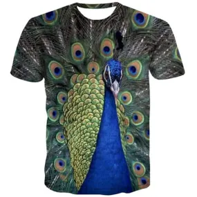 Peacock T-shirt Men Fashion T-shirts Graphic Colorful Tshirts Cool Graffiti Shirt Print Street Tshirt Anime Short Sleeve summer