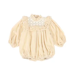 PETITE AMALIE CREAM VINTAGE LACE BABY VELVET ROMPER