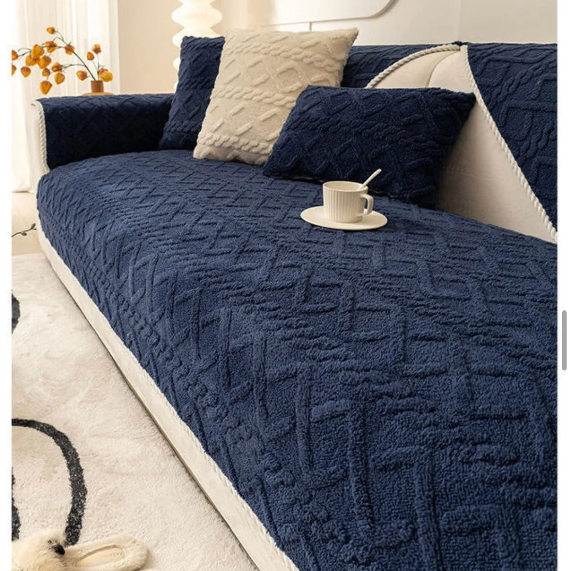 Plush sofa cushion thickened jacquard non-slip cushion cover cotton velvet
