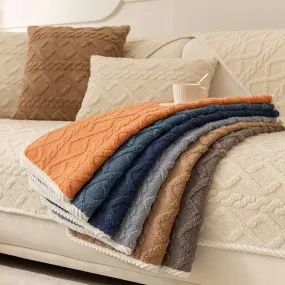 Plush sofa cushion thickened jacquard non-slip cushion cover cotton velvet