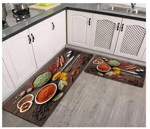 Premium Padded Anti slip Kitchen Mat Set-3D Spices