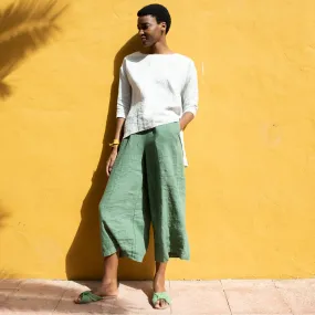 R: Maxi WELS wide leg linen pants (Size: XS; Color: White)