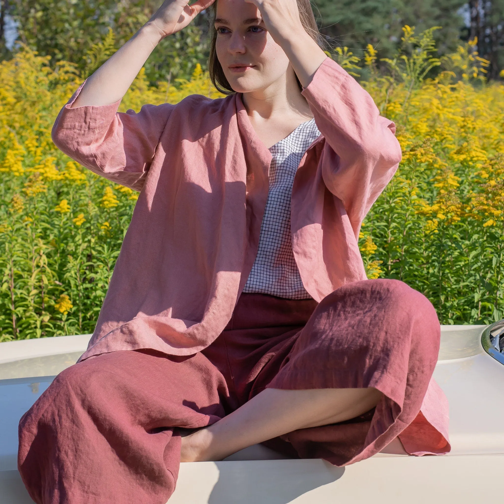 R: Maxi WELS wide leg linen pants (Size: XS; Color: White)