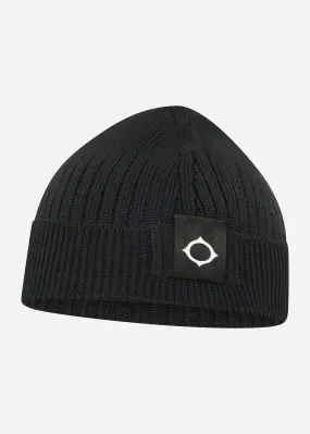 Rib knit beanie - jet black