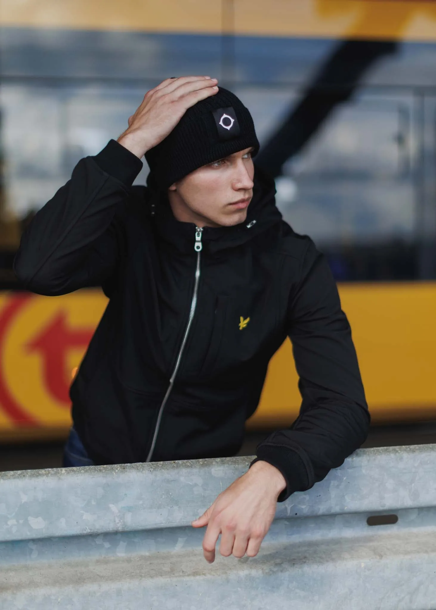 Rib knit beanie - jet black