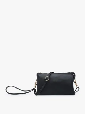 Riley 3 Compartment Crossbody/Wristlet - Black