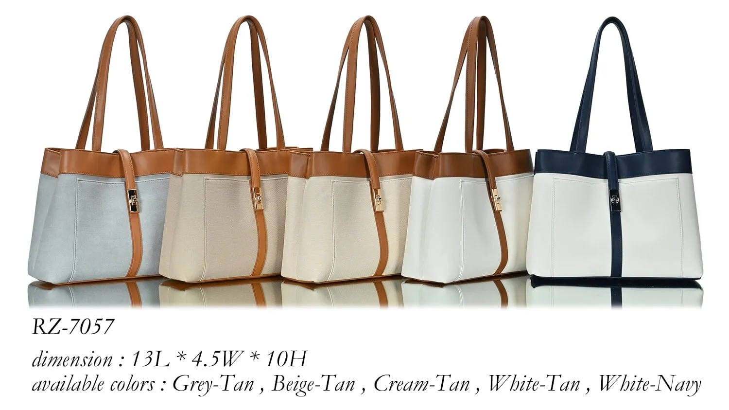 RZ7057 Rachel Zoe Canvas/Leather Three Compartment Tote Bag