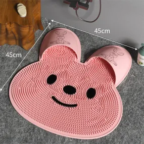 Silicone Rabbit Foot Rub Bathroom Mat - Anti-Slip Massage Pad for Shower