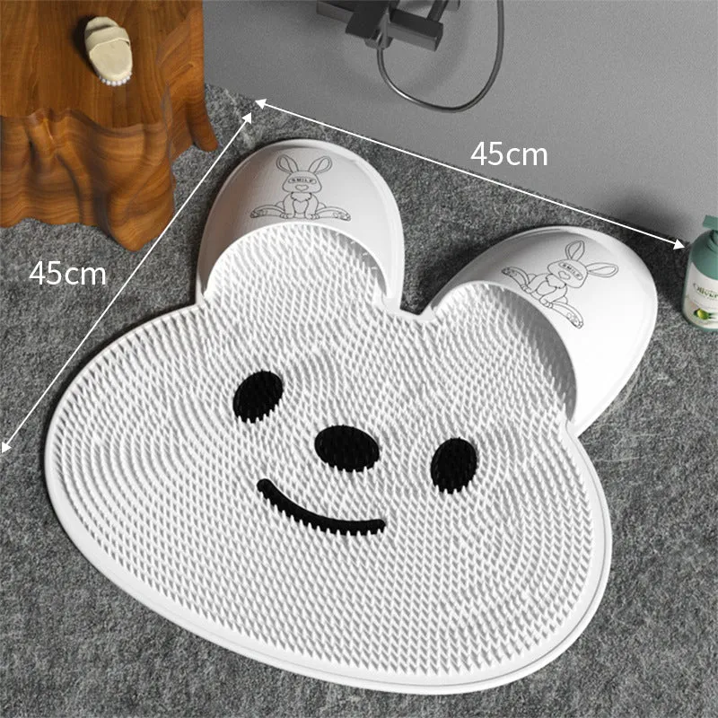 Silicone Rabbit Foot Rub Bathroom Mat - Anti-Slip Massage Pad for Shower