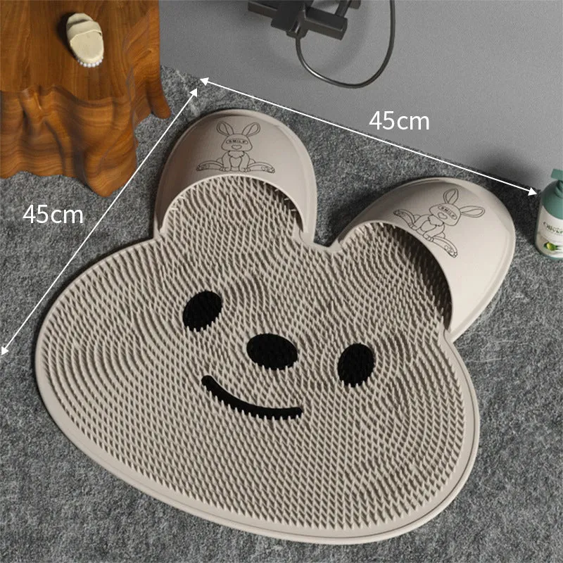 Silicone Rabbit Foot Rub Bathroom Mat - Anti-Slip Massage Pad for Shower