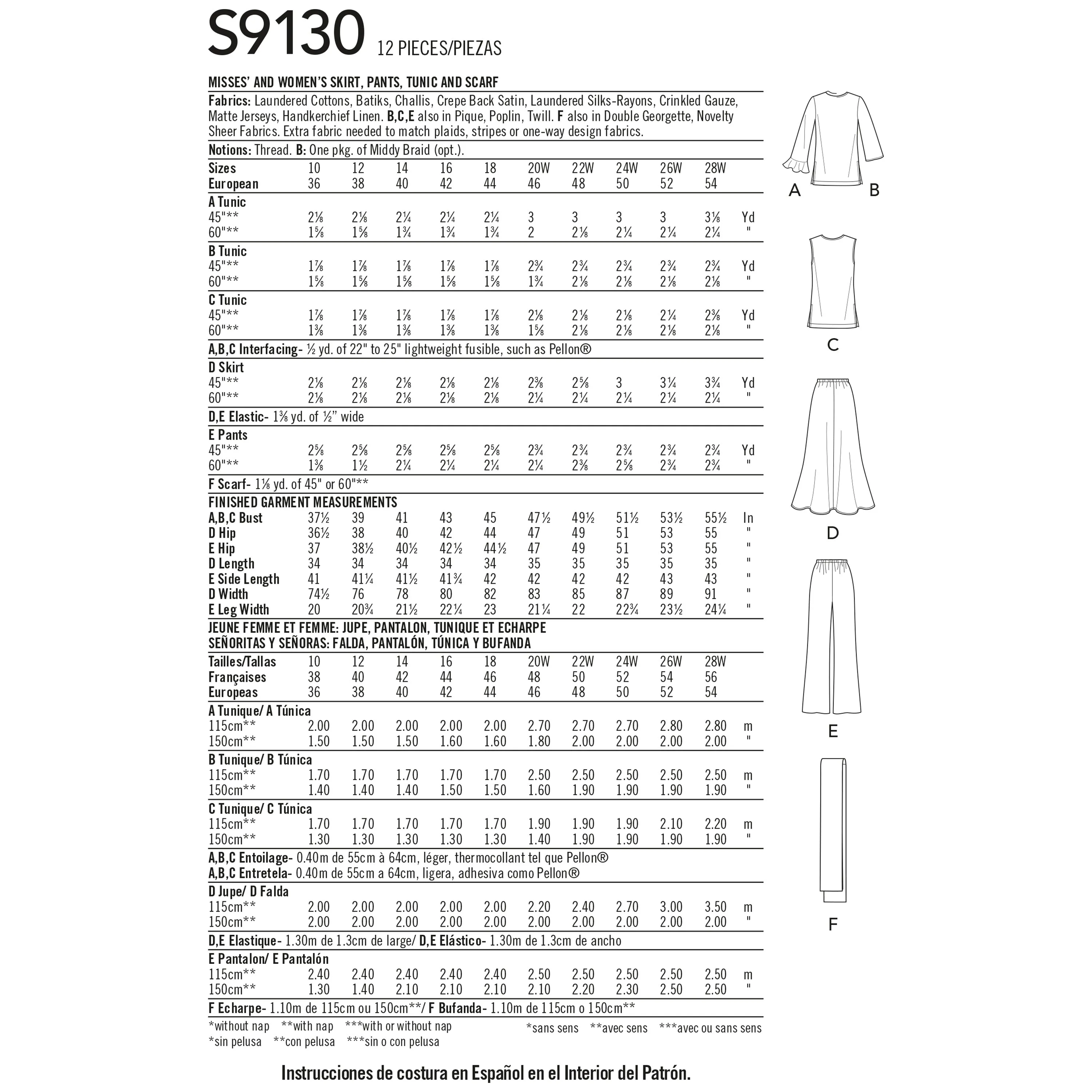Simplicity S9130 Misses' & Women's Tops & Bottoms