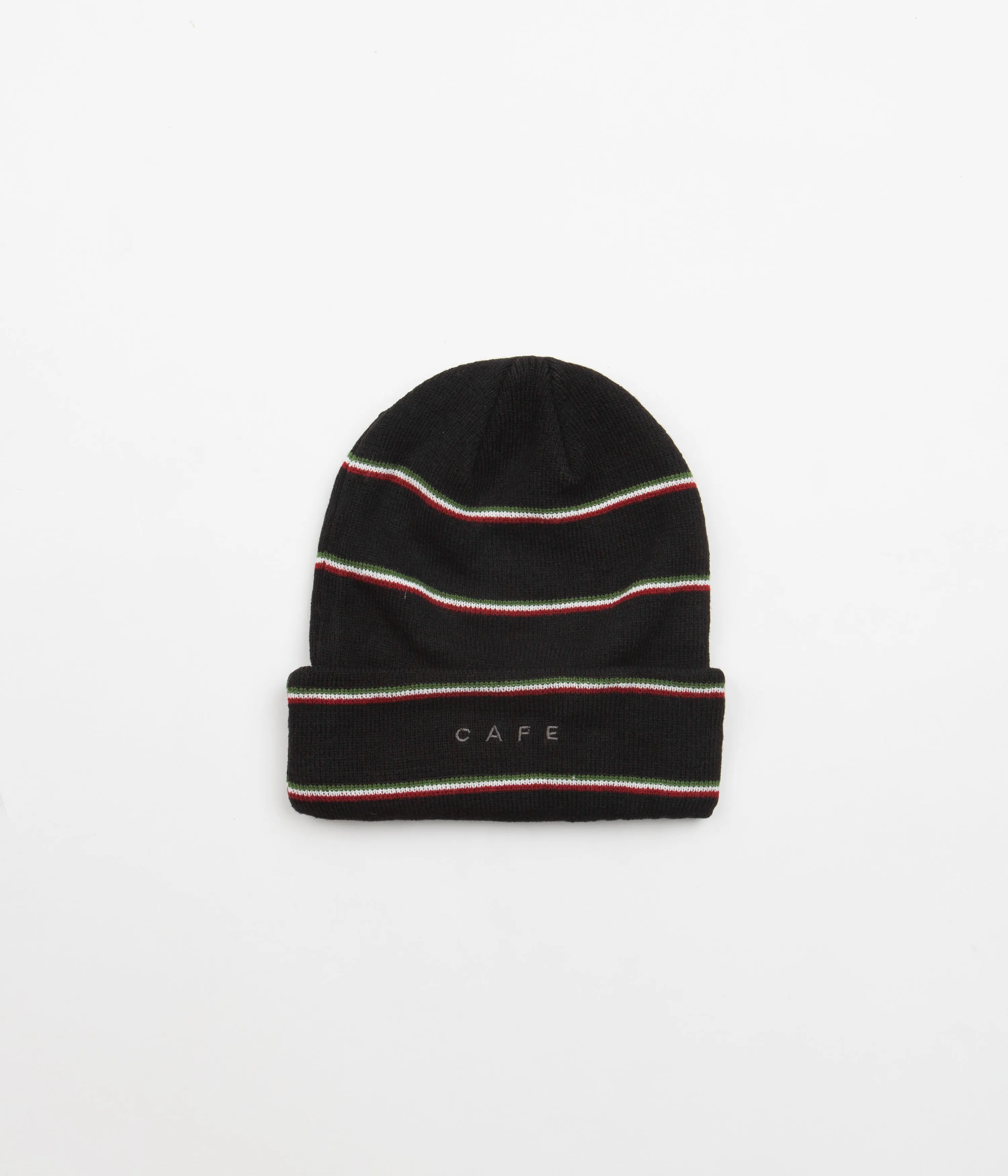 Skateboard Cafe Stripe Fold Beanie - Black