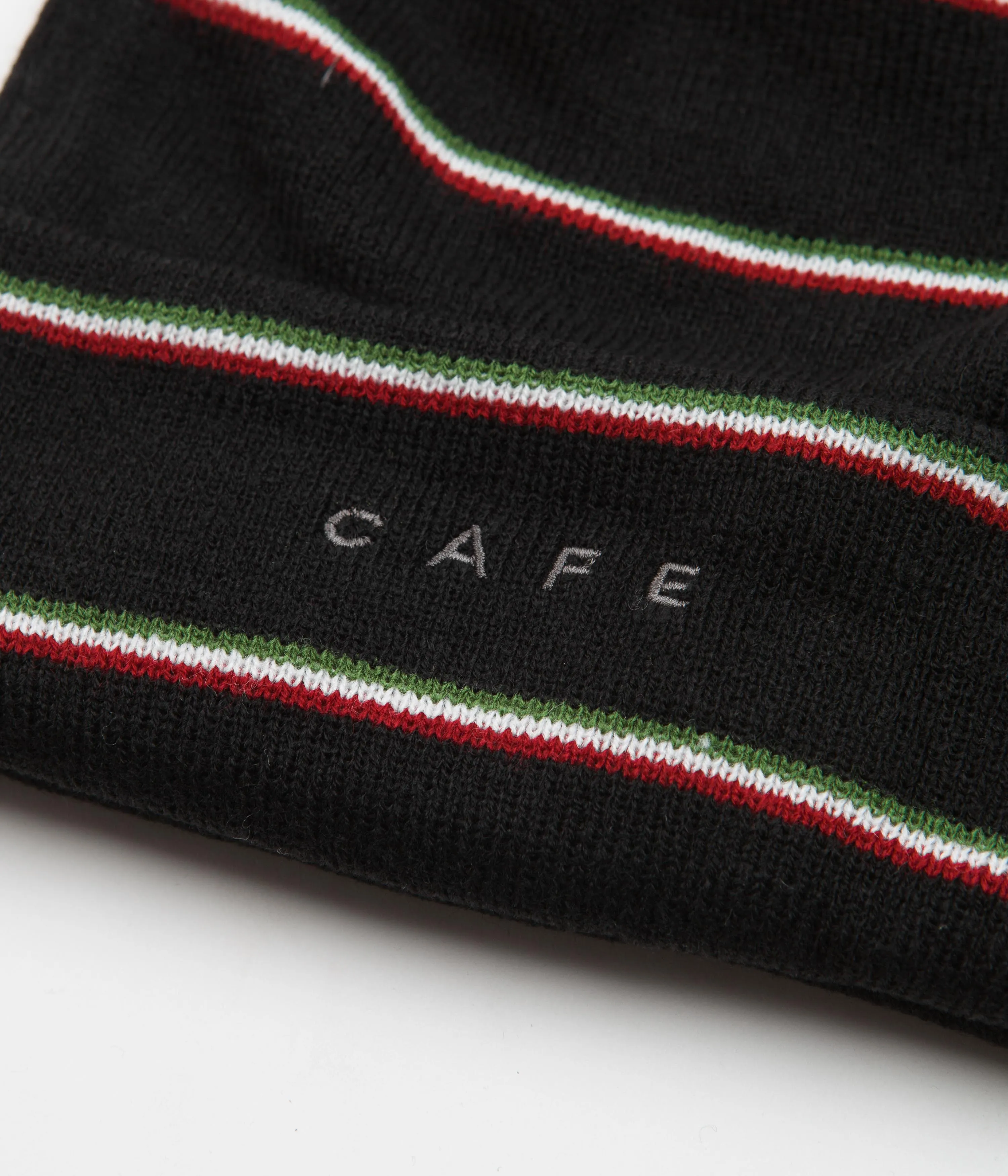 Skateboard Cafe Stripe Fold Beanie - Black