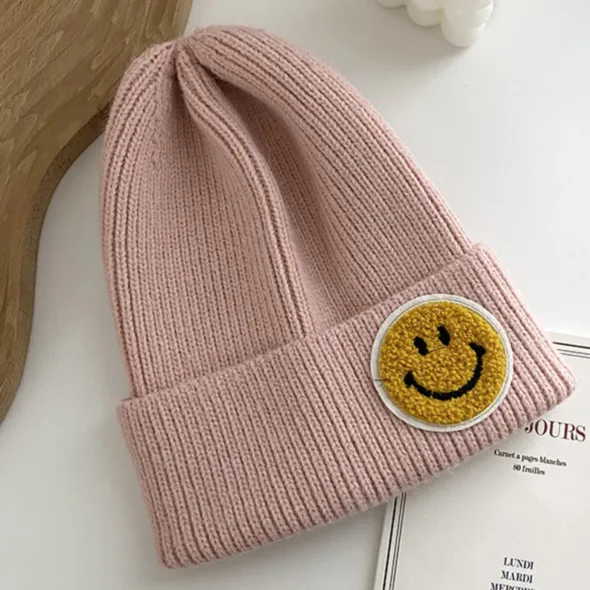 Smile Face Embroidered Beanie