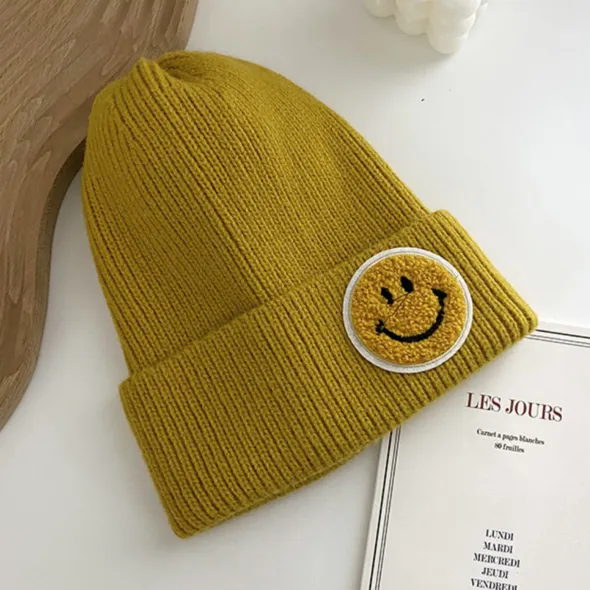 Smile Face Embroidered Beanie