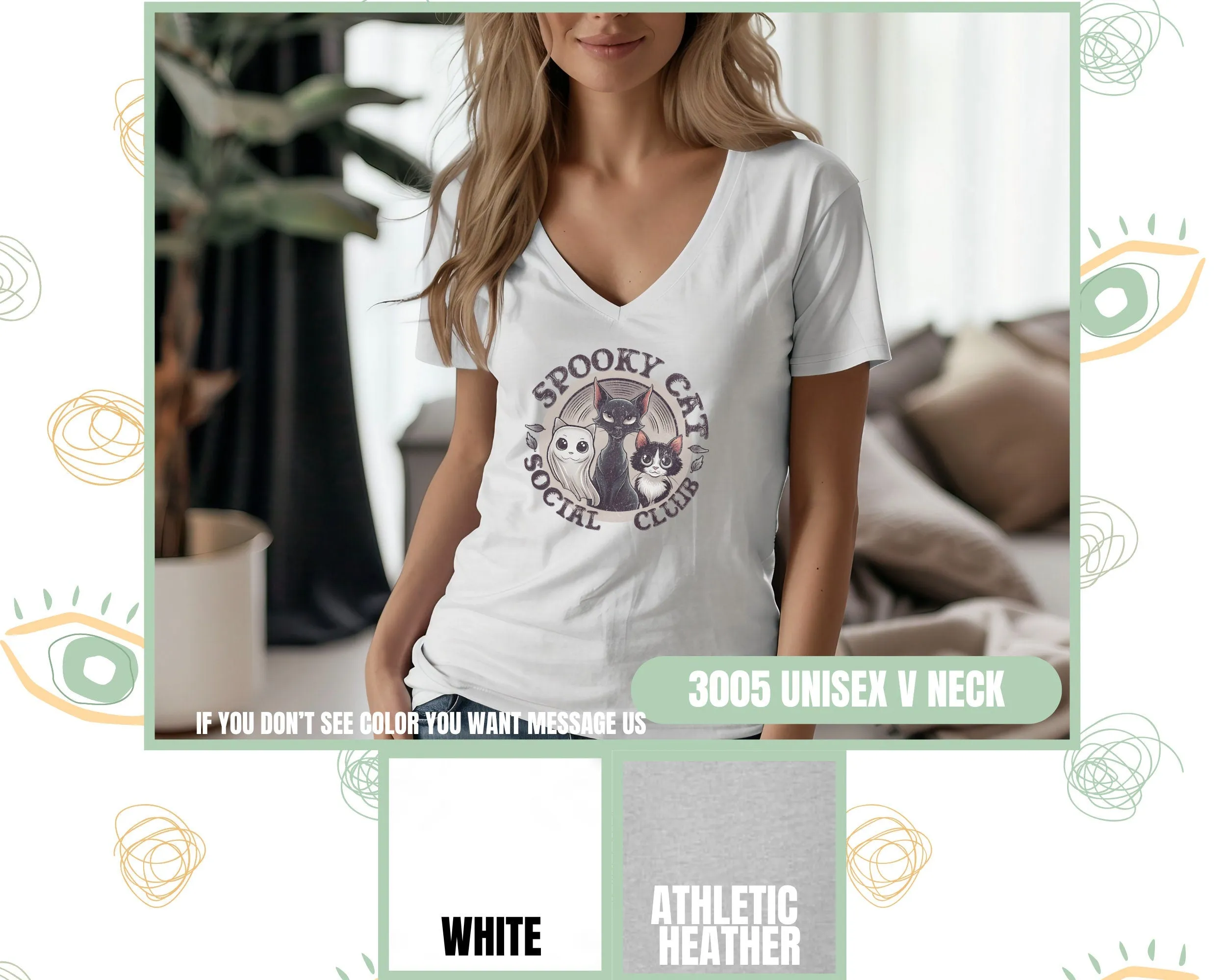 Spooky Cat Social Club T-Shirt, Cute Halloween Cat Shirt, Black Cat White Cat Kitten Tee, Funny Cat Lover Gift, Spook Sweatshirt