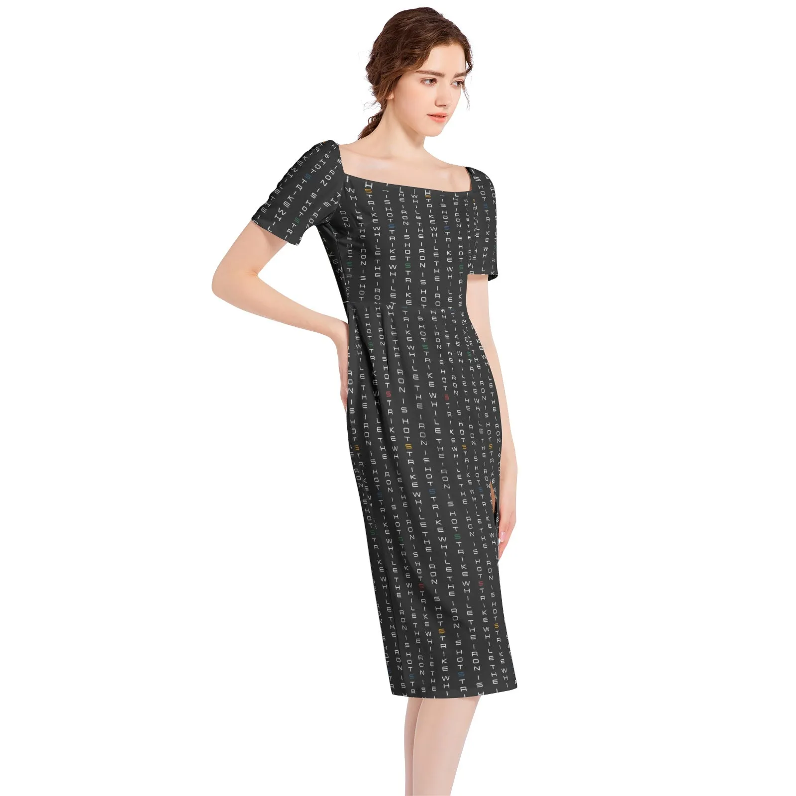 Strike While the Iron Is Hot Split Thigh Midi Bodycon Dress
