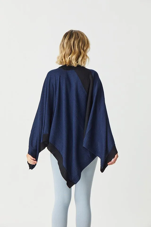 Stripe Poncho Roll Neck