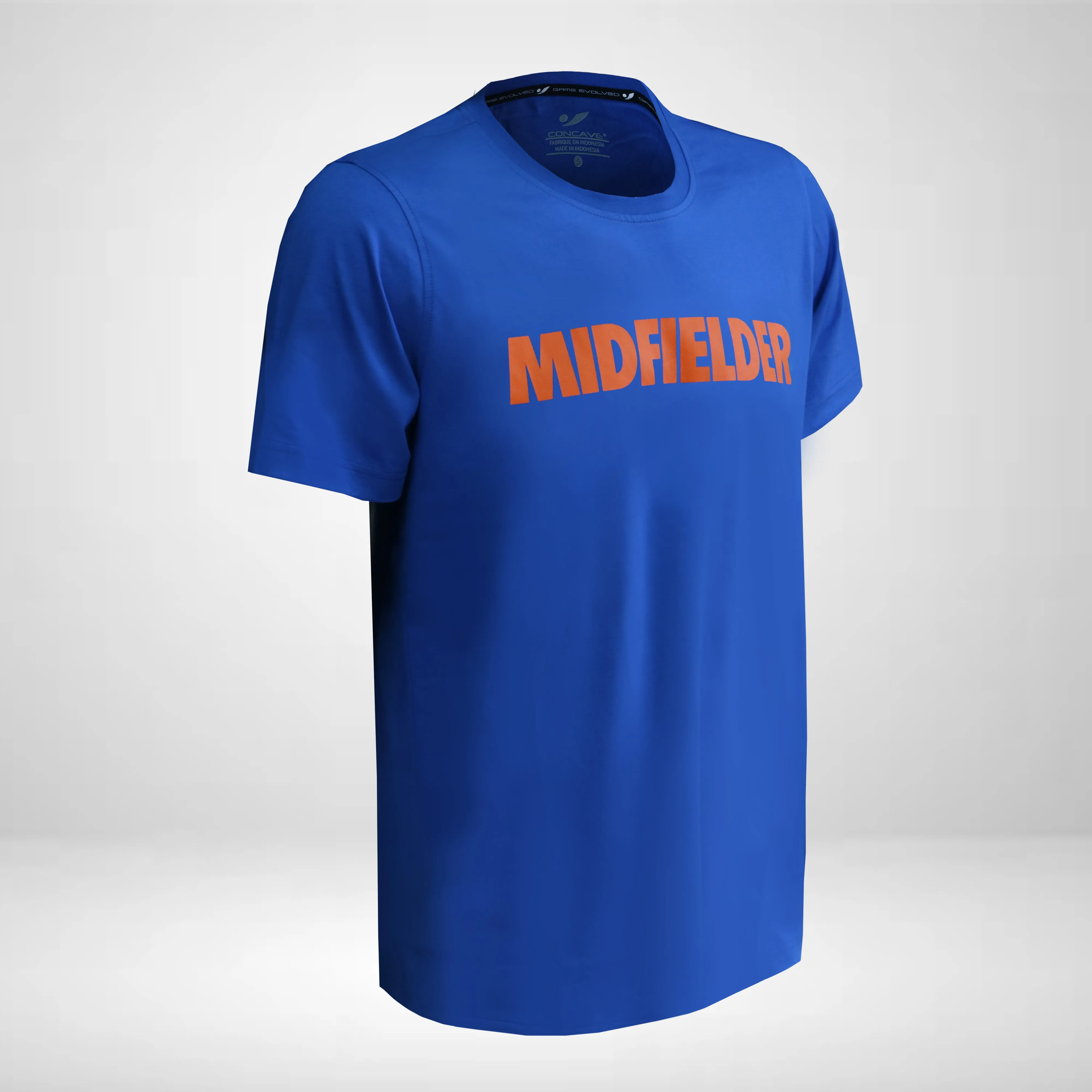 T-shirt Midfielder Concave Soccer Tee - Blue / Neon Orange