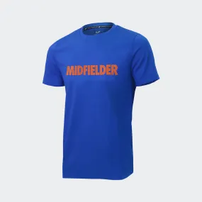 T-shirt Midfielder Concave Soccer Tee - Blue / Neon Orange