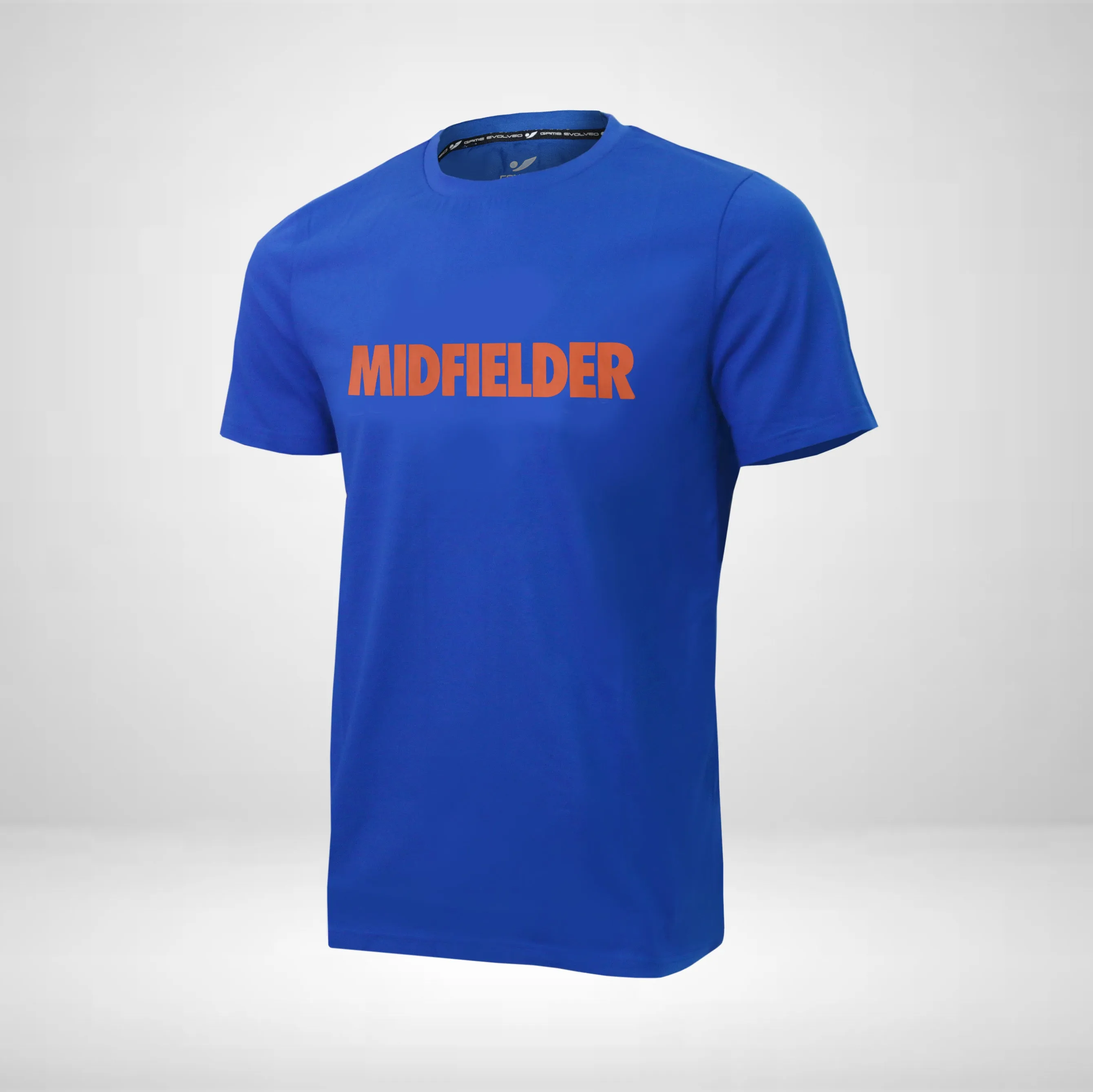 T-shirt Midfielder Concave Soccer Tee - Blue / Neon Orange