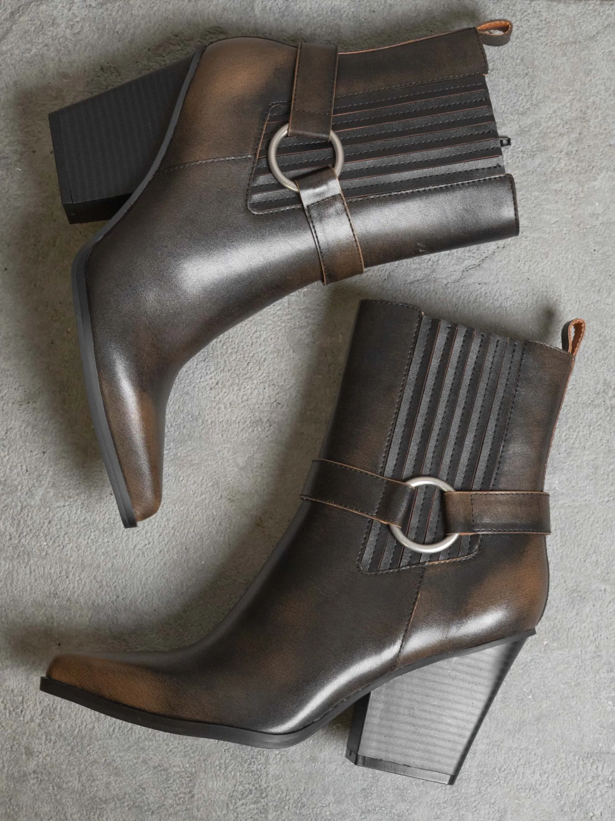 The Carson | Brown Distressed Leather Moto Bootie