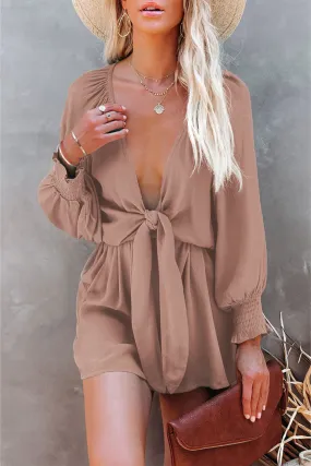 Tie Knot Puff Sleeve Romper