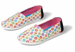 Toms Womens Alpargata White Lite Brite Glow In The Dark Flowers Print